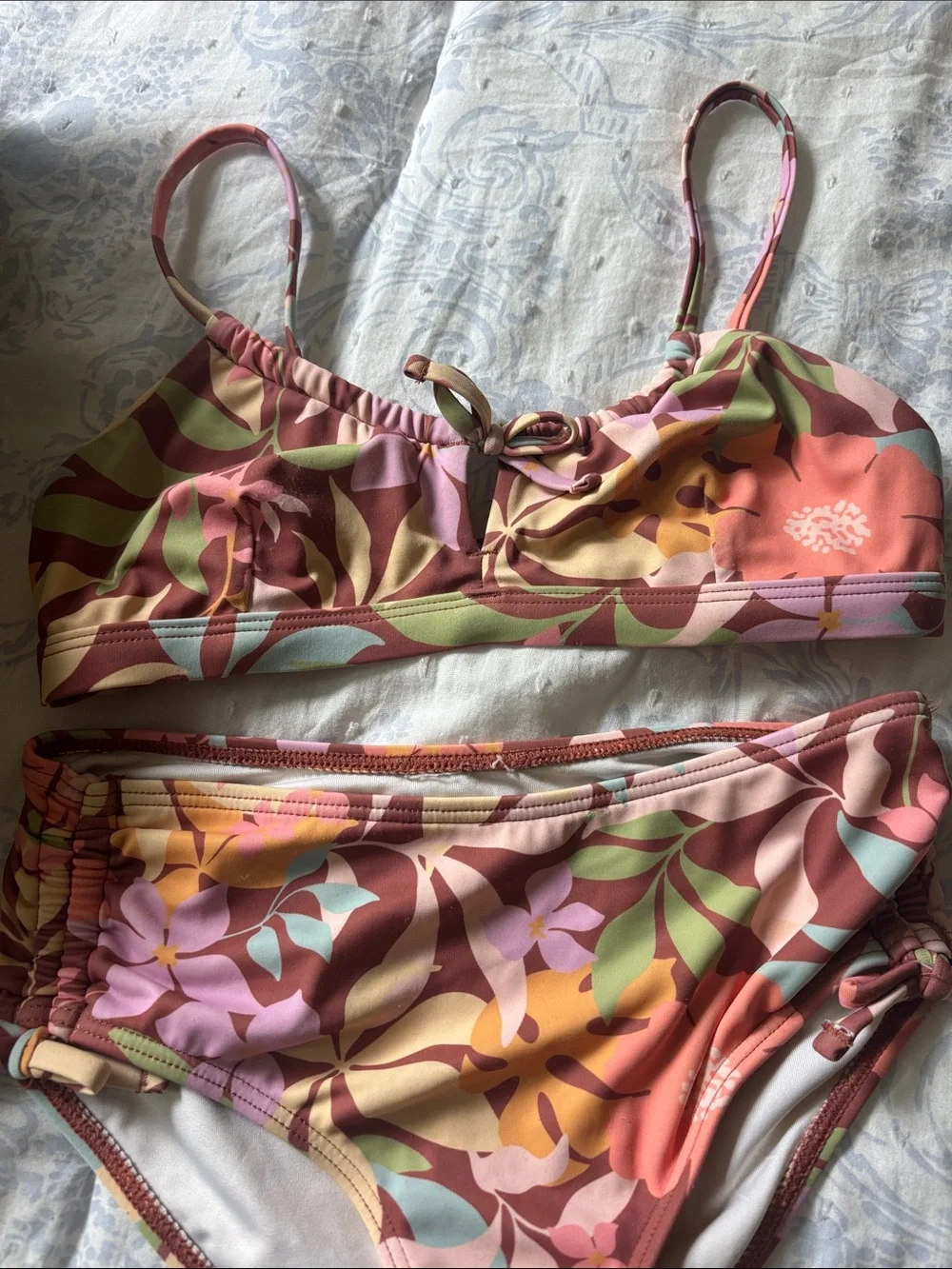 Billabong Girls Floral Tie-Detail Bikini Set in Multi-Color